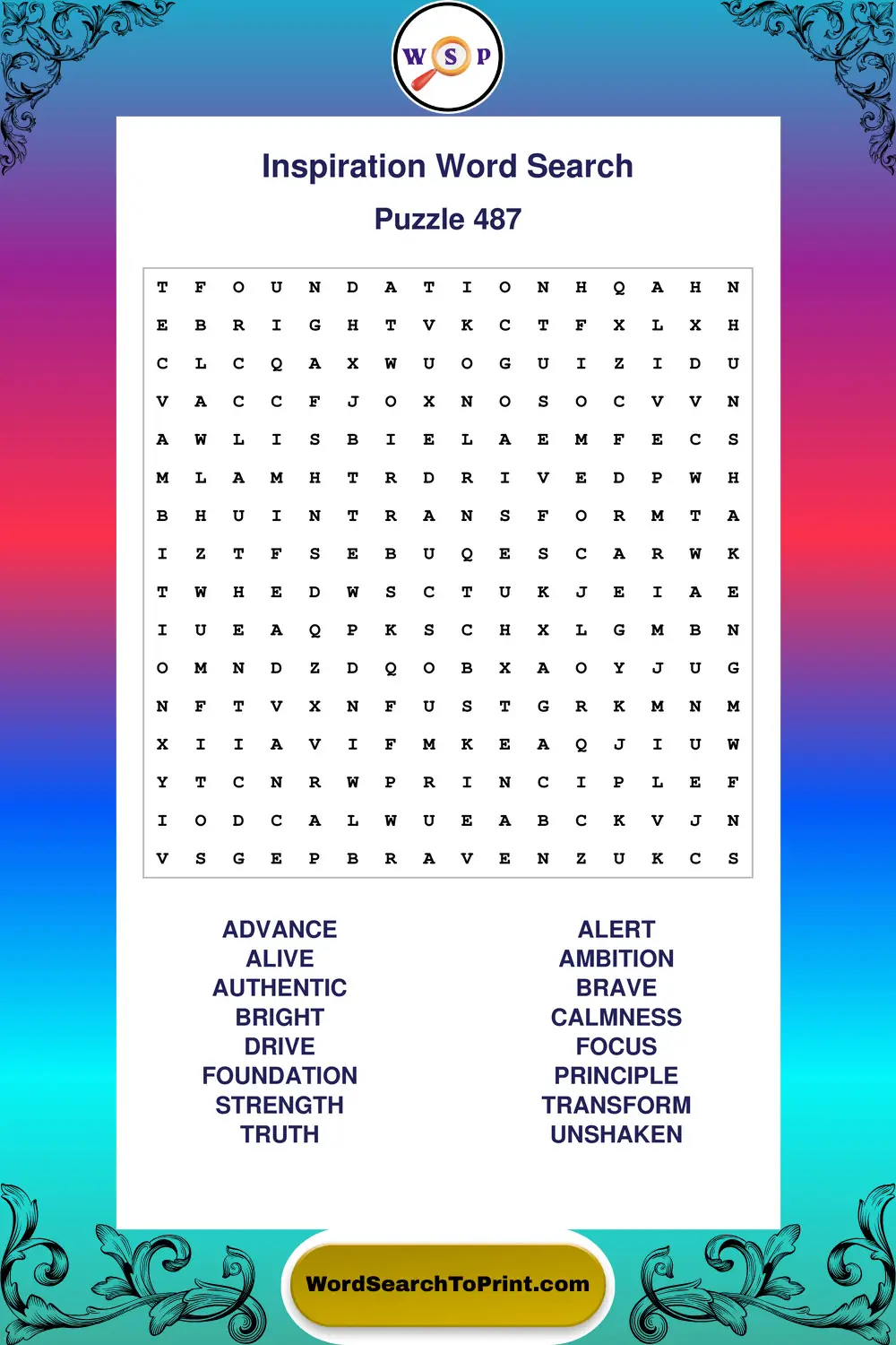 Inspiration Word Search Puzzle 487