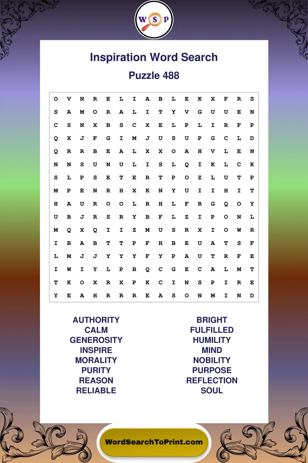Inspiration Word Search Puzzle 488