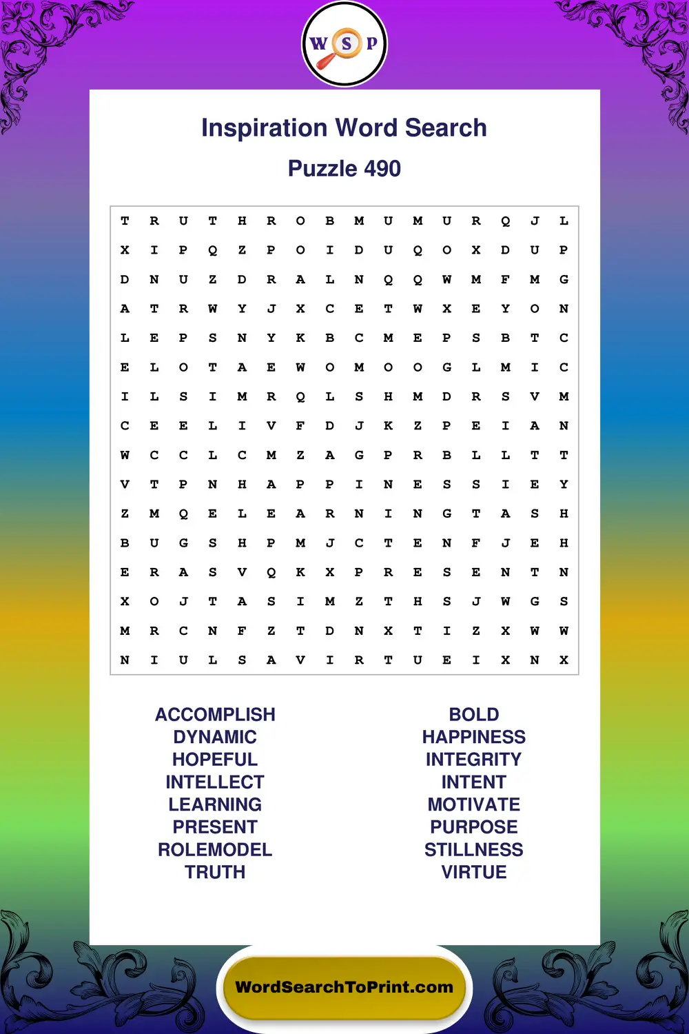 Inspiration Word Search Puzzle 490