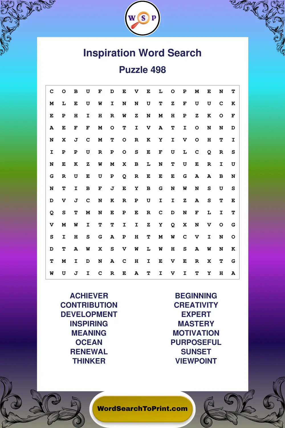 Inspiration Word Search Puzzle 498