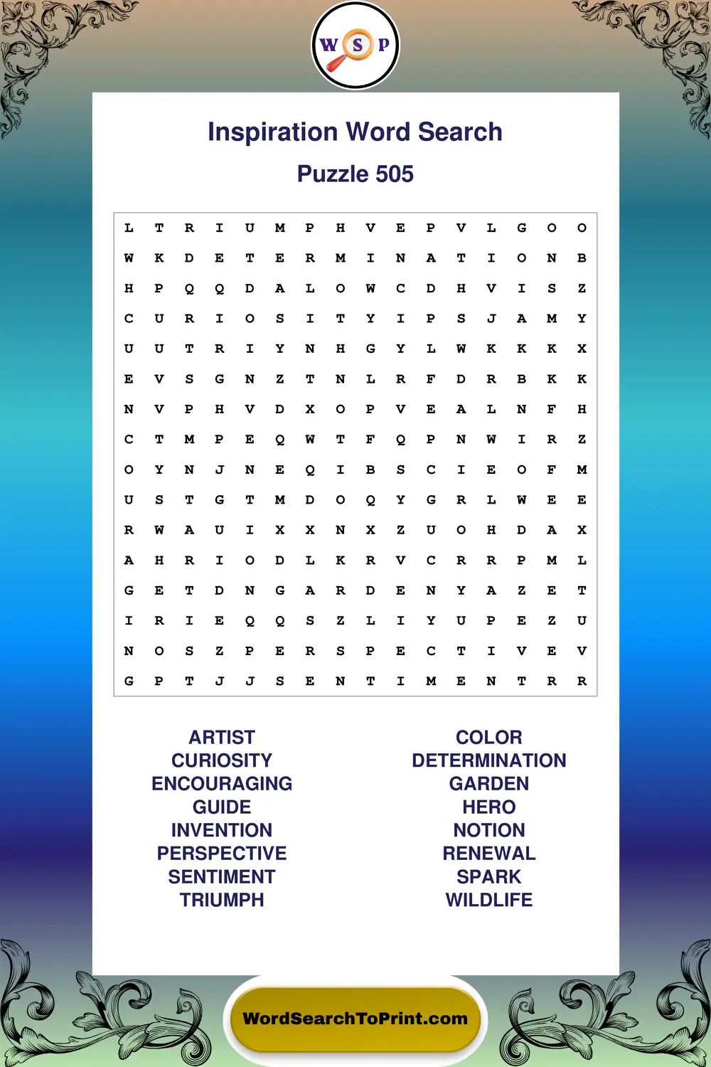 Inspiration Word Search Puzzle 505