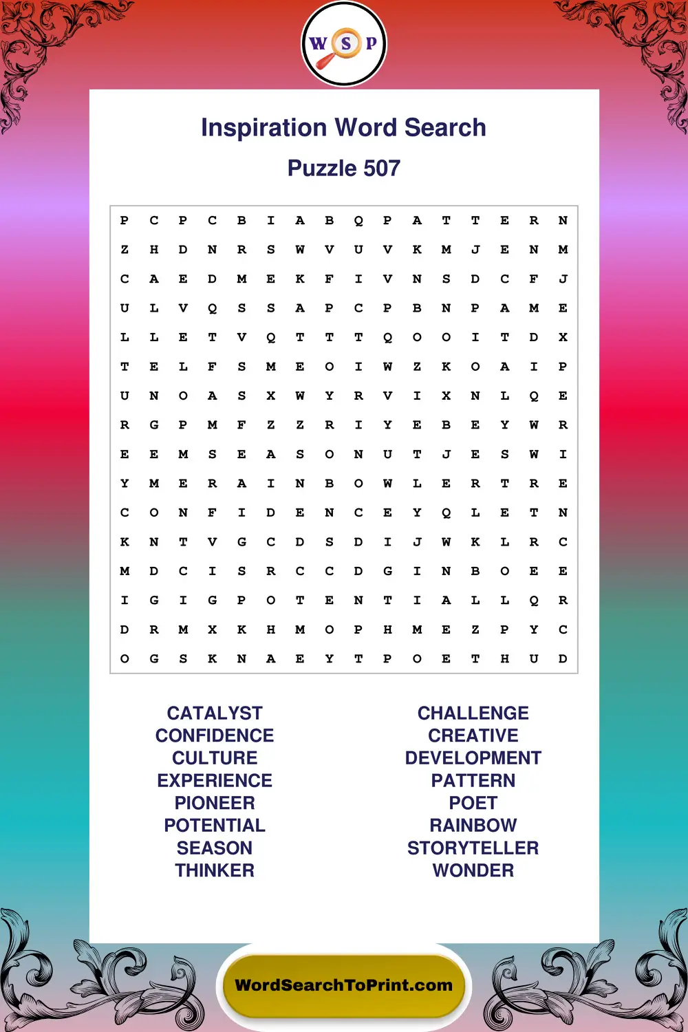 Inspiration Word Search Puzzle 507