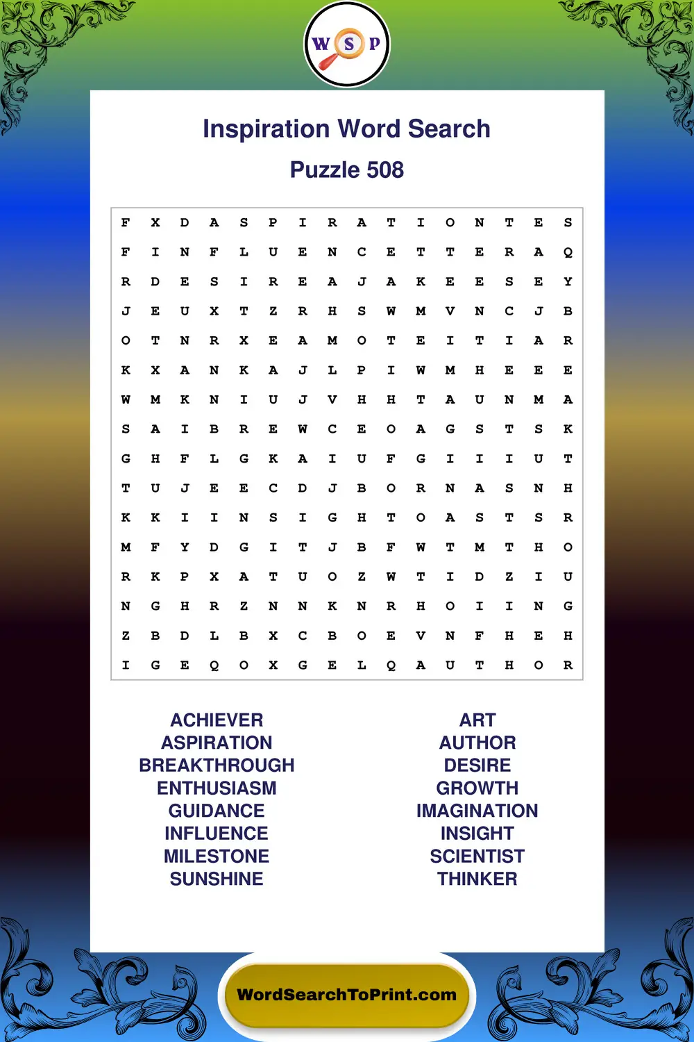 Inspiration Word Search Puzzle 508