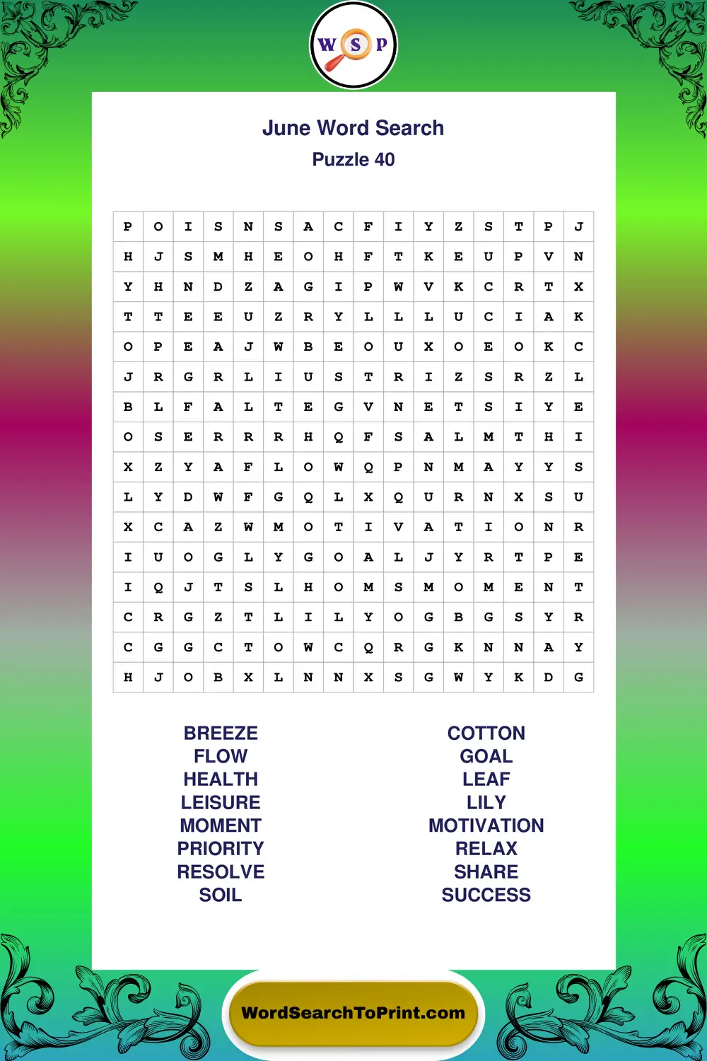 June Word Search Puzzle 40
