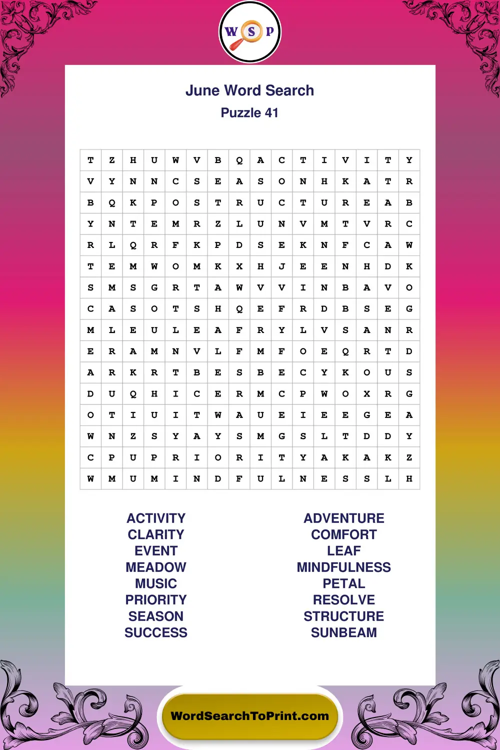 June Word Search Puzzle 41
