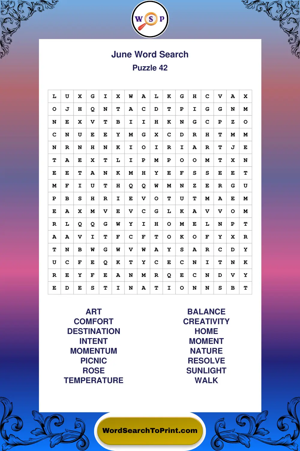 June Word Search Puzzle 42