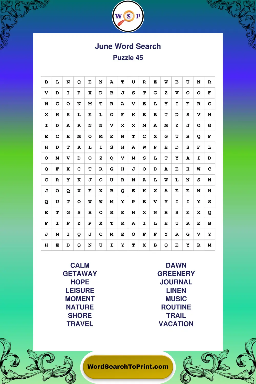 June Word Search Puzzle 45