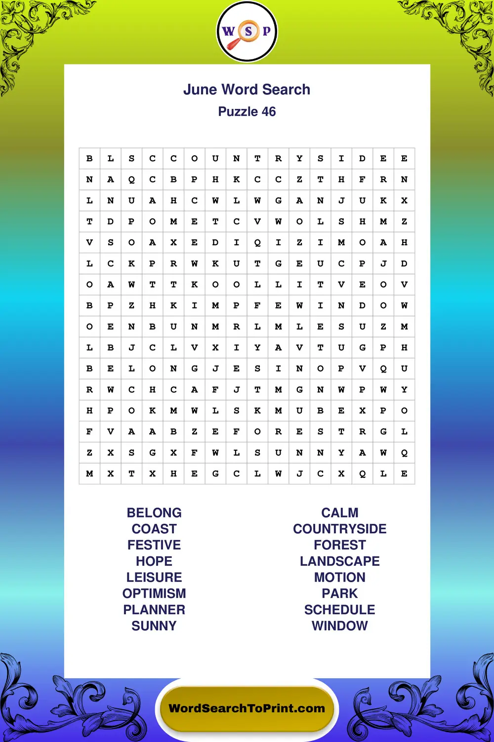 June Word Search Puzzle 46