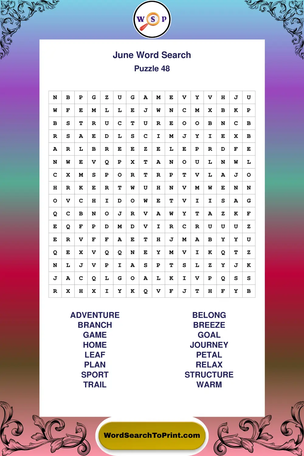 June Word Search Puzzle 48