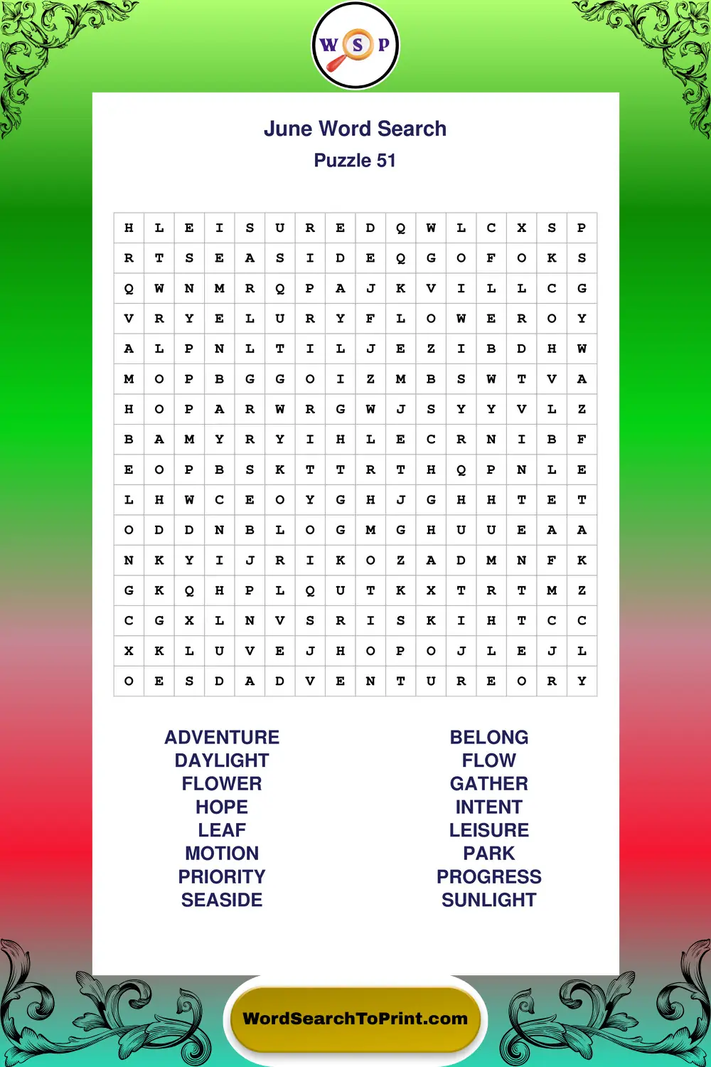 June Word Search Puzzle 51