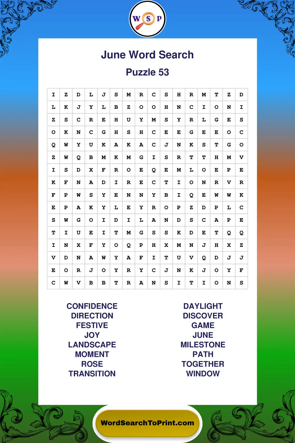 June Word Search Puzzle 53