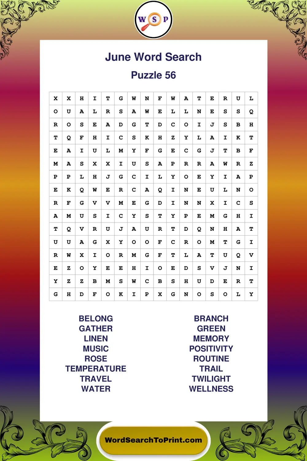 June Word Search Puzzle 56