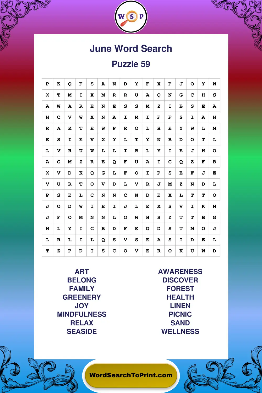 June Word Search Puzzle 59