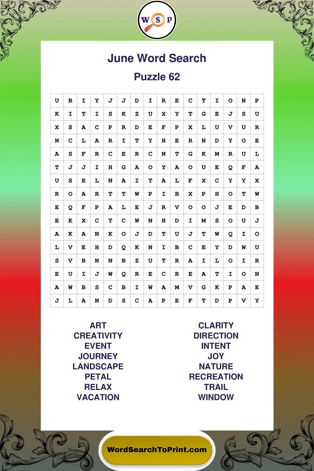 June Word Search Puzzle 62