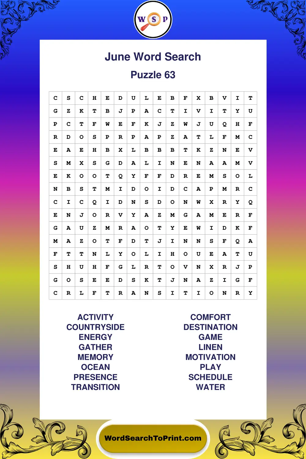 June Word Search Puzzle 63