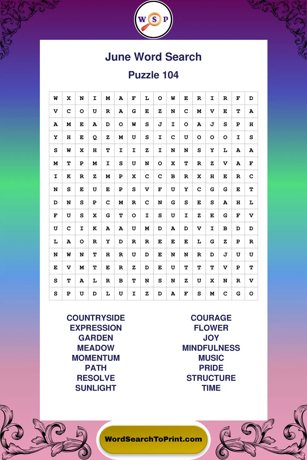 June Word Search Puzzle 104