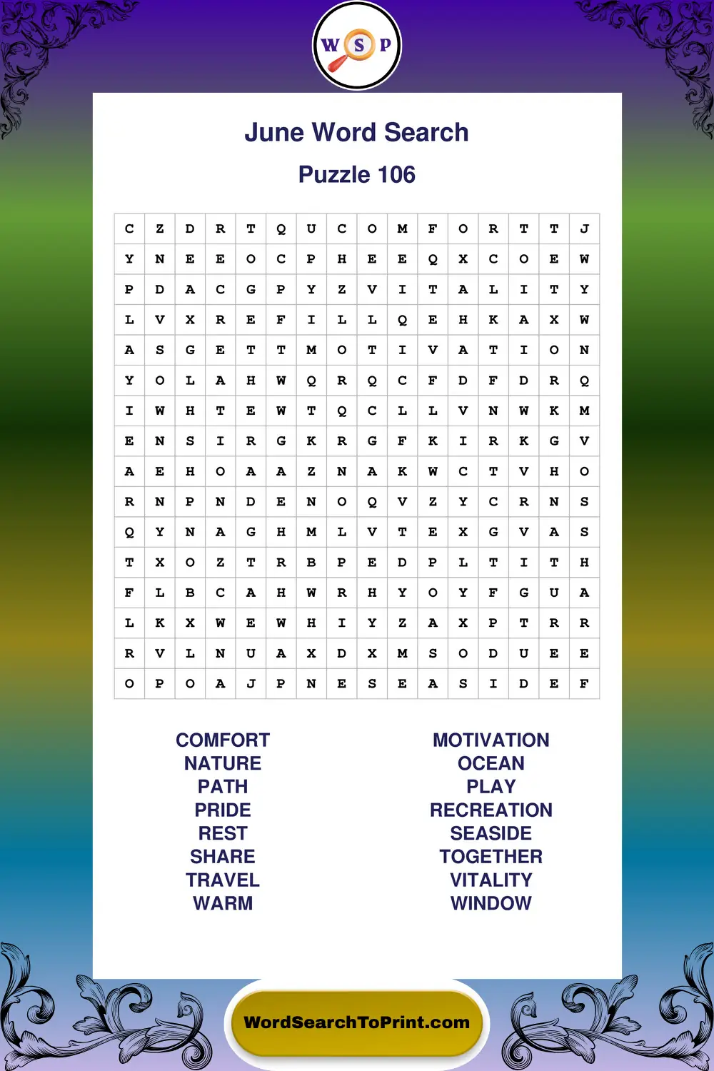 June Word Search Puzzle 106