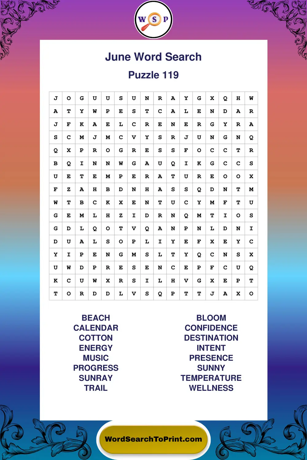 June Word Search Puzzle 119