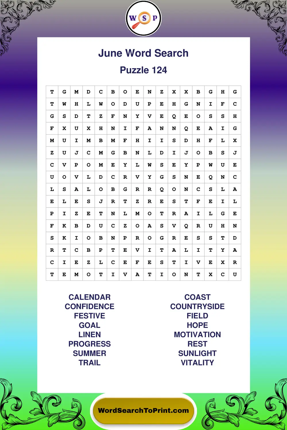 June Word Search Puzzle 124