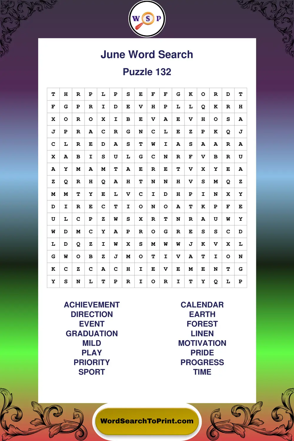 June Word Search Puzzle 132