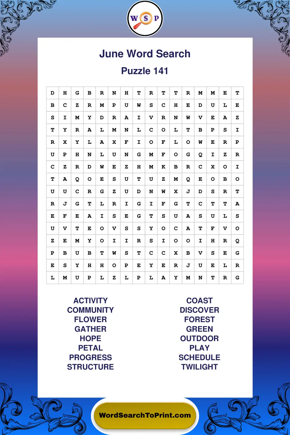 June Word Search Puzzle 141
