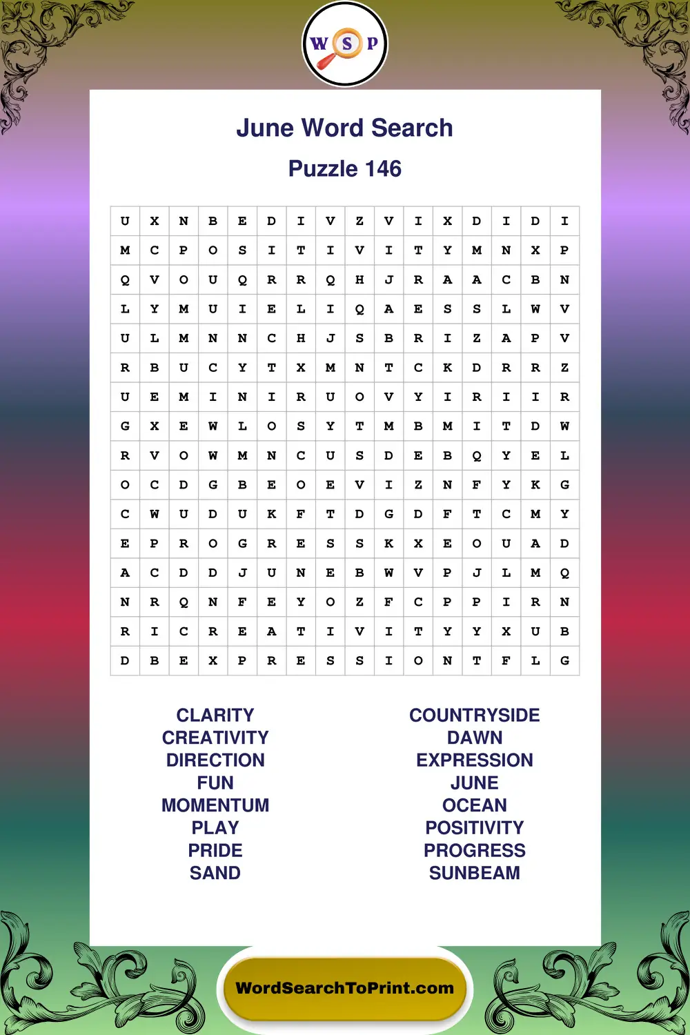 June Word Search Puzzle 146