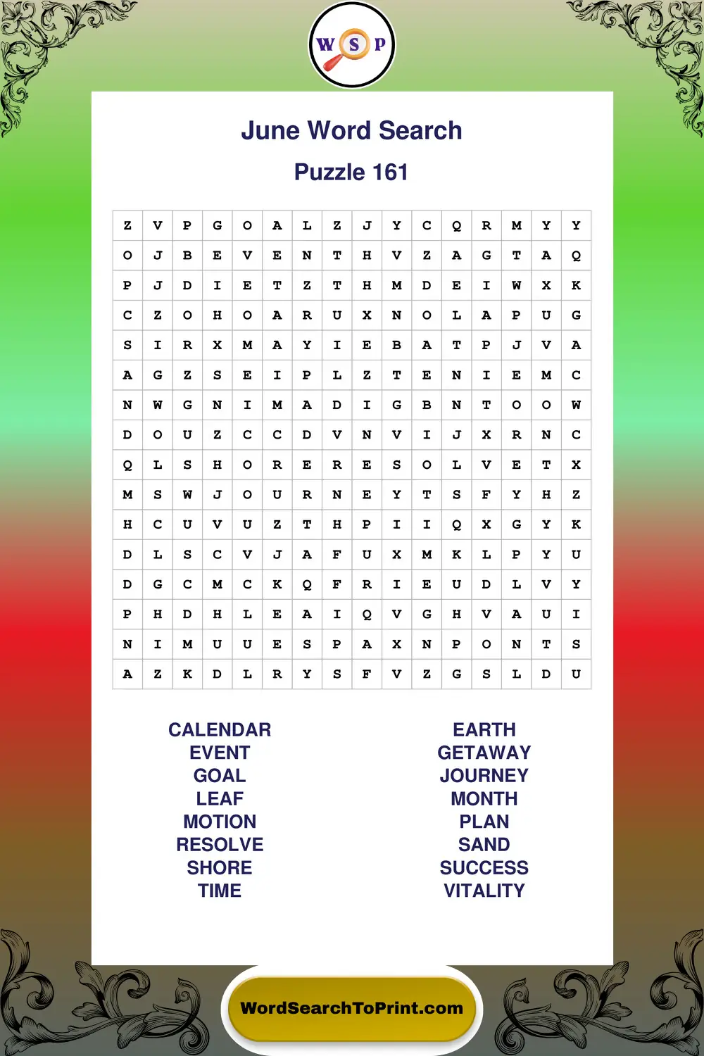 June Word Search Puzzle 161