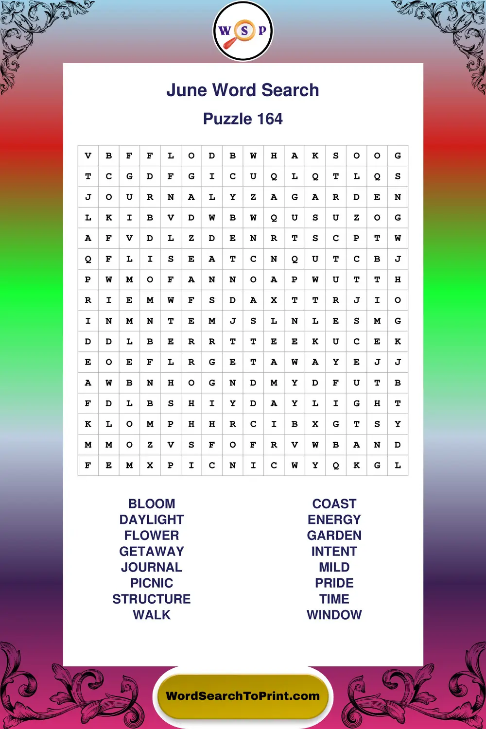 June Word Search Puzzle 164