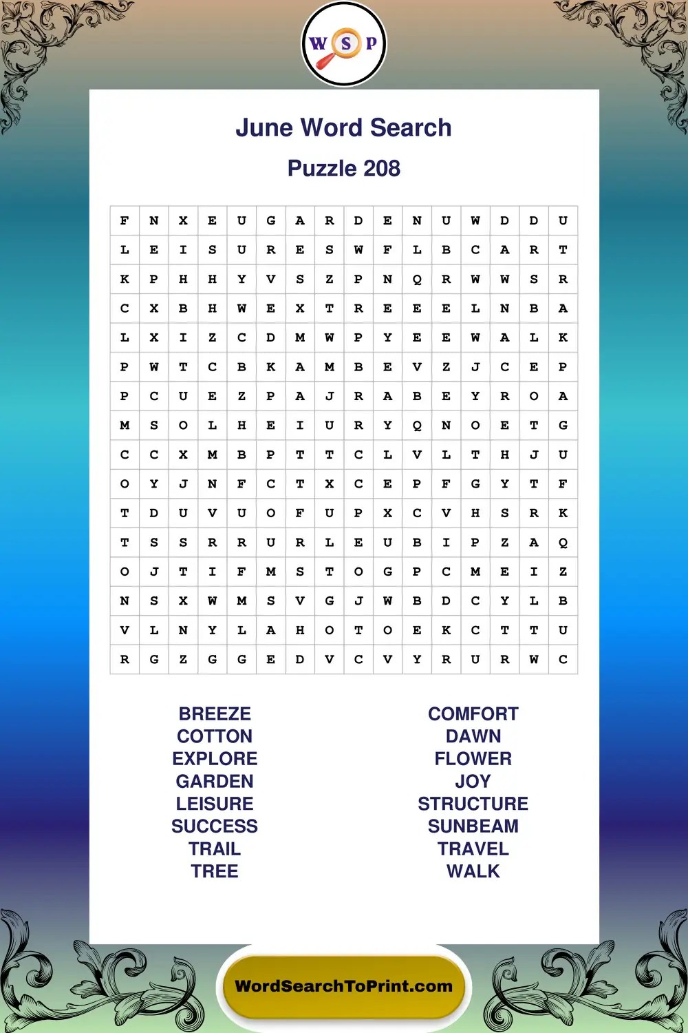 June Word Search Puzzle 208
