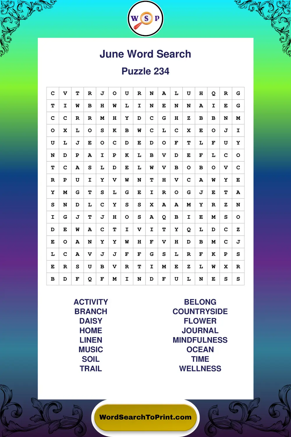 June Word Search Puzzle 234