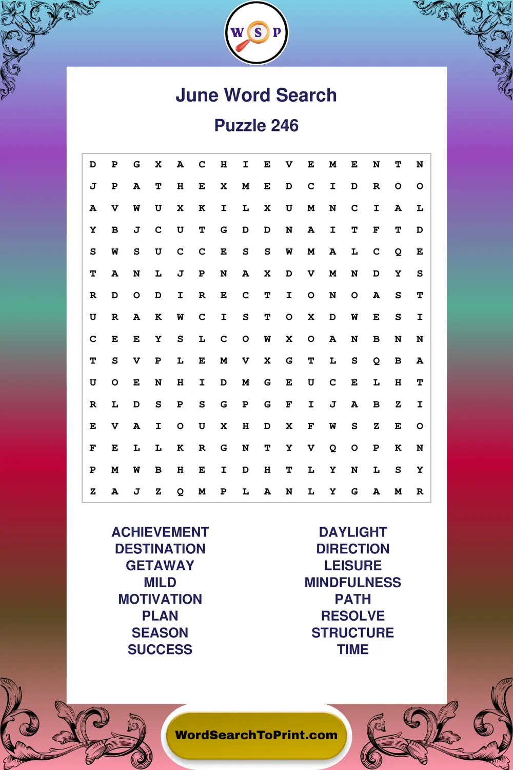 June Word Search Puzzle 246