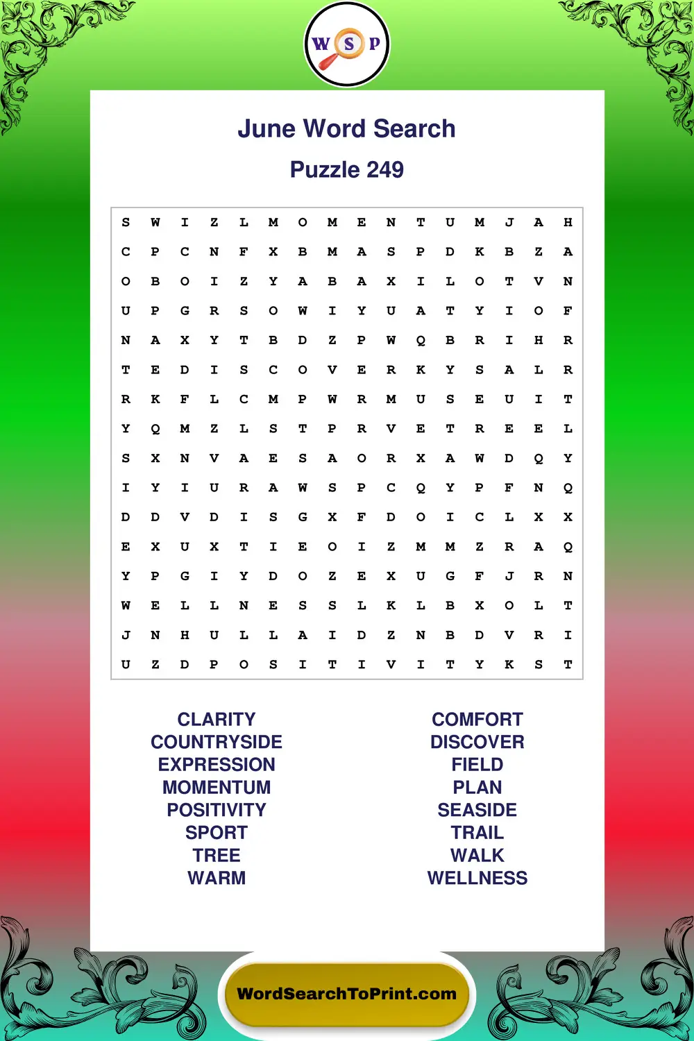 June Word Search Puzzle 249