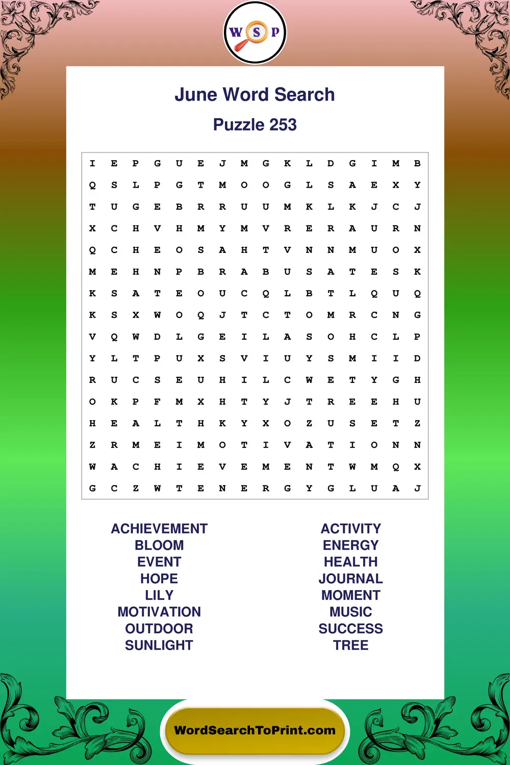 June Word Search Puzzle 253