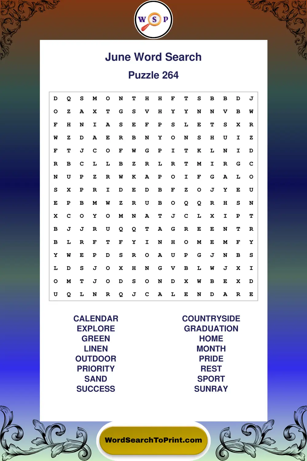 June Word Search Puzzle 264