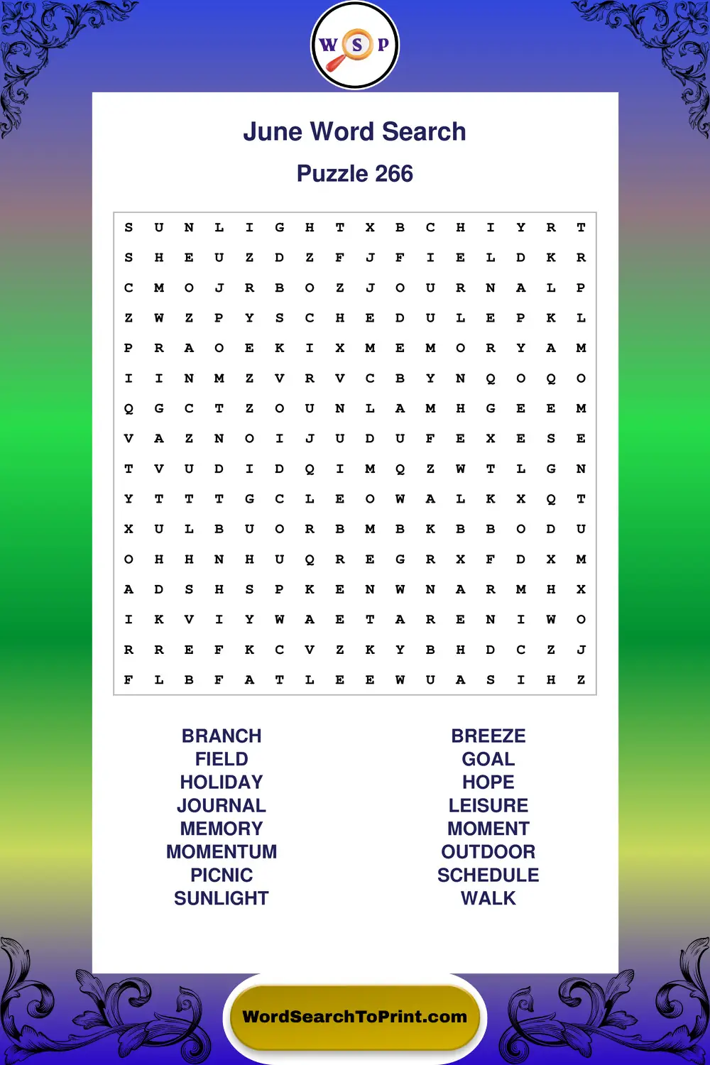 June Word Search Puzzle 266