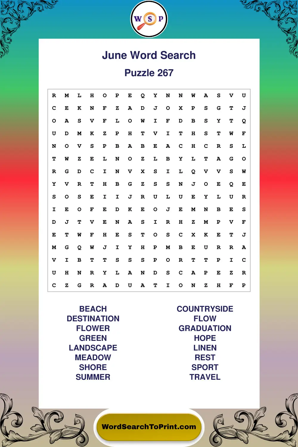 June Word Search Puzzle 267