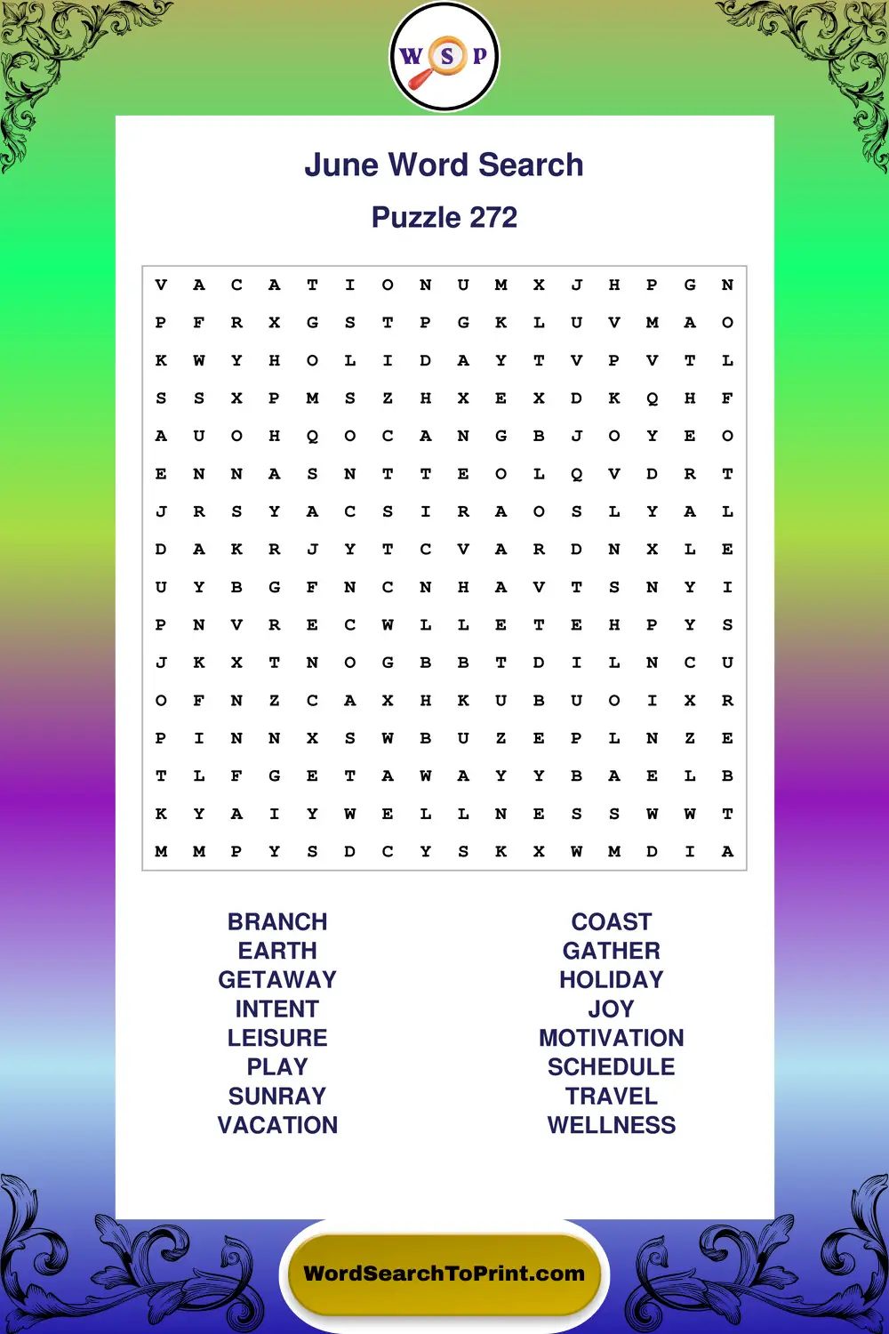 June Word Search Puzzle 272