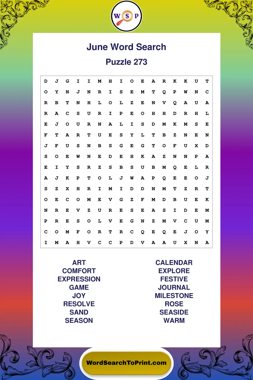 June Word Search Puzzle 273