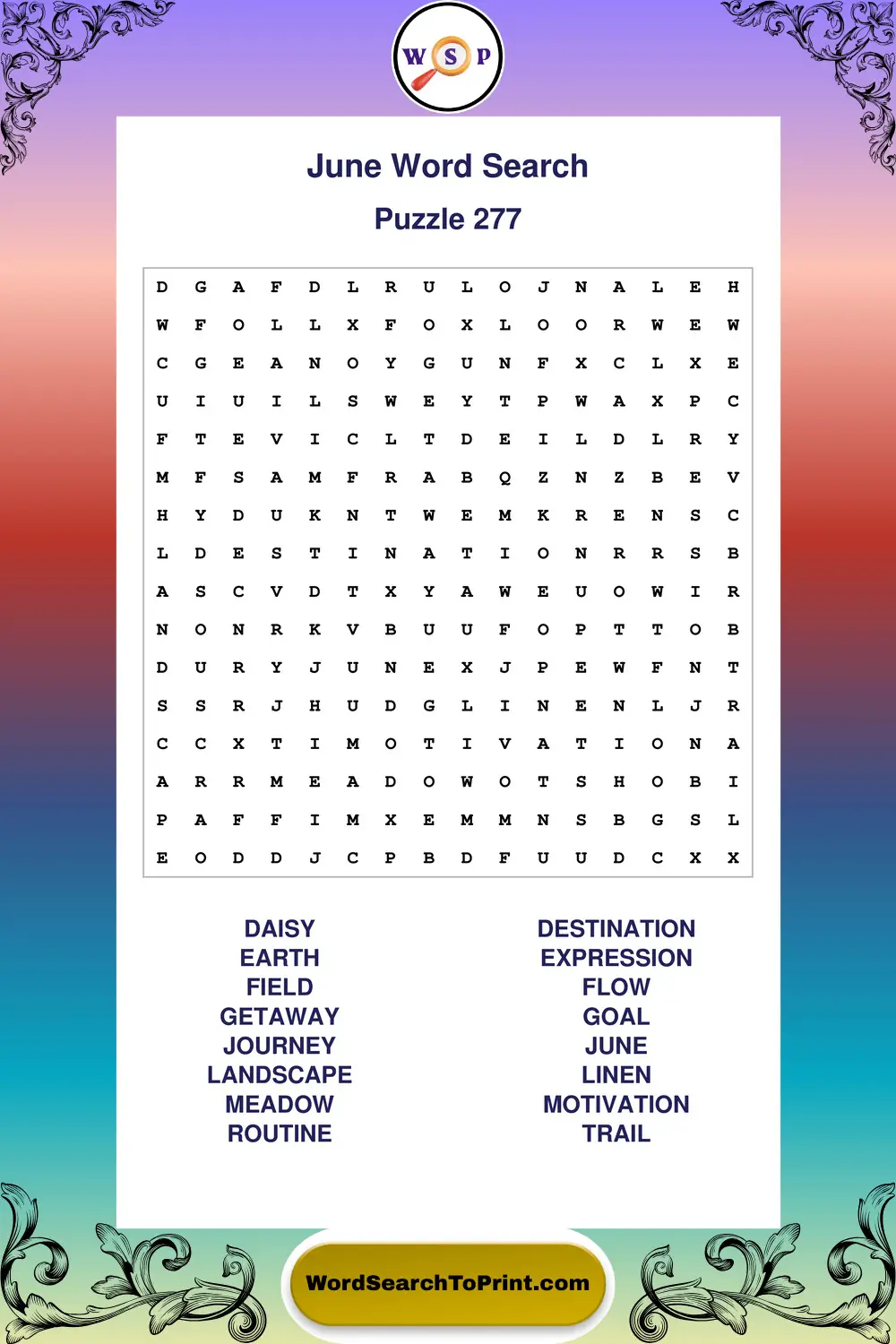 June Word Search Puzzle 277