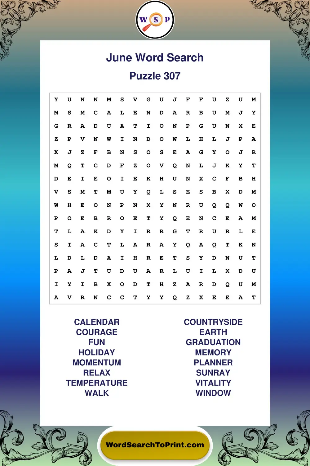 June Word Search Puzzle 307