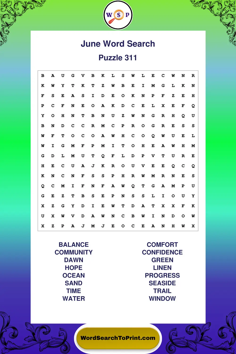 June Word Search Puzzle 311