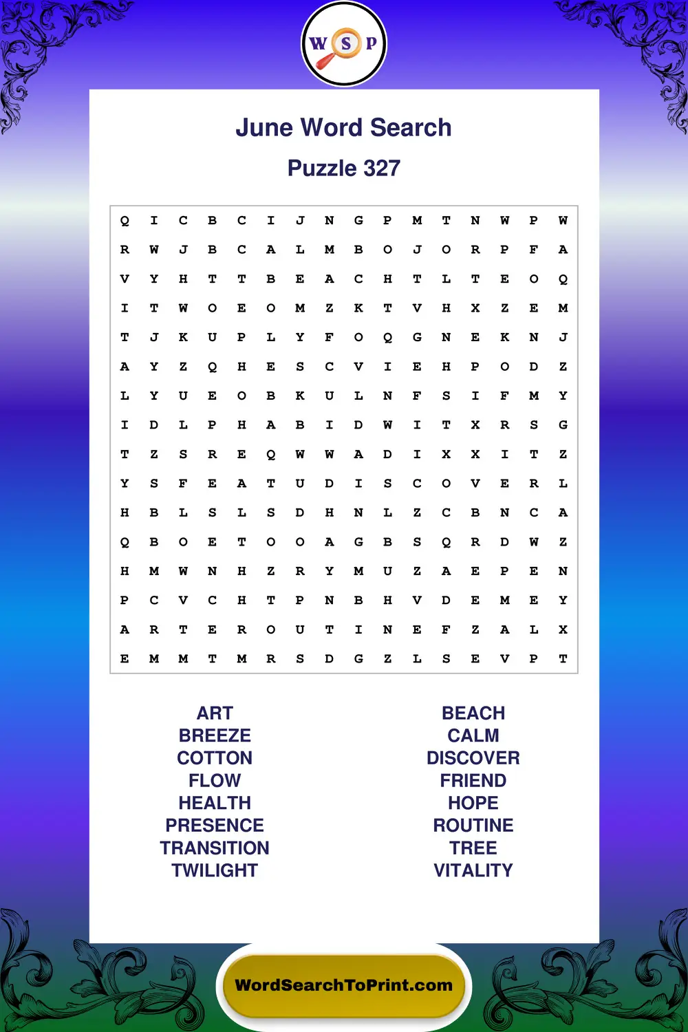 June Word Search Puzzle 327