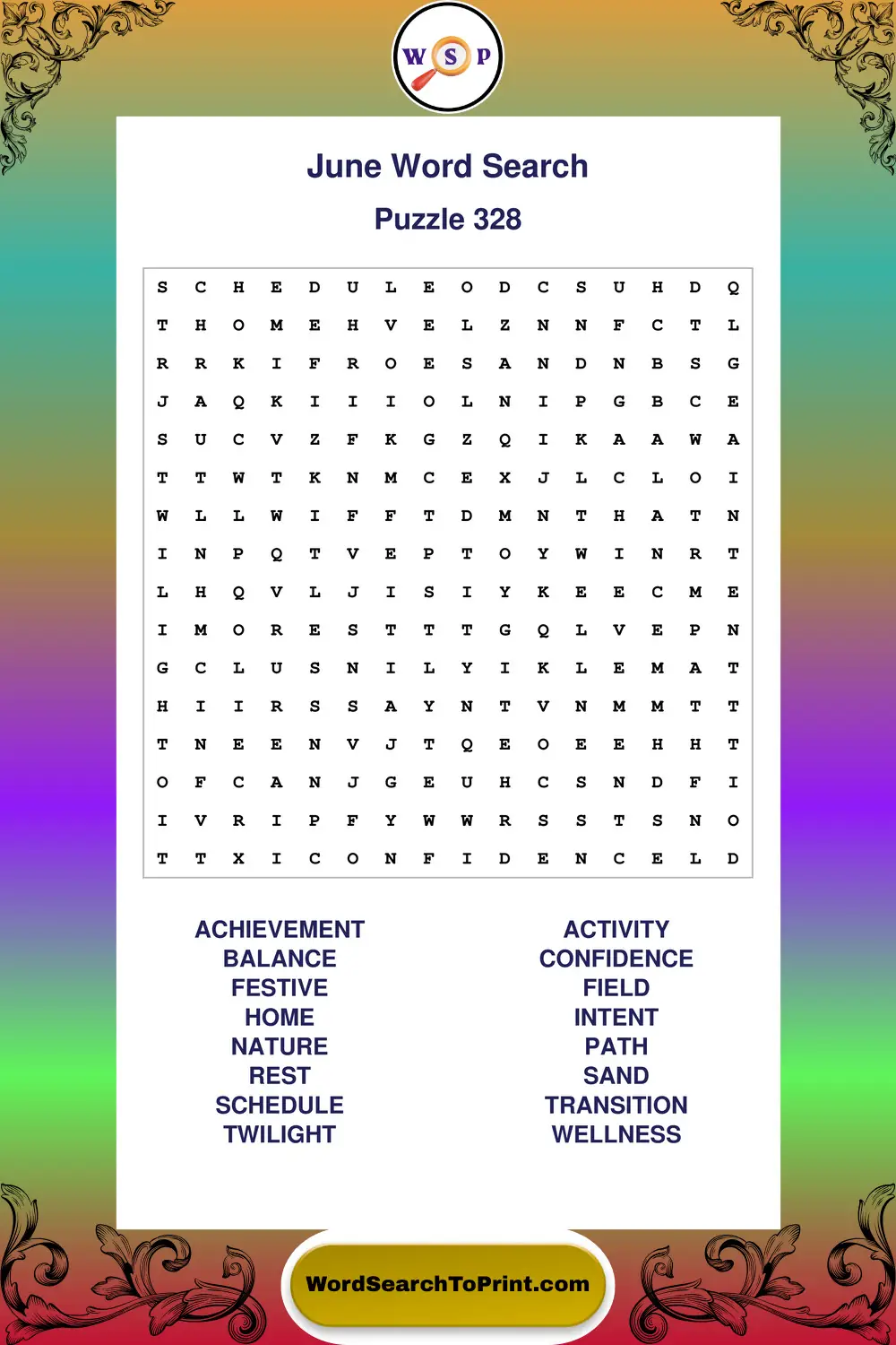 June Word Search Puzzle 328