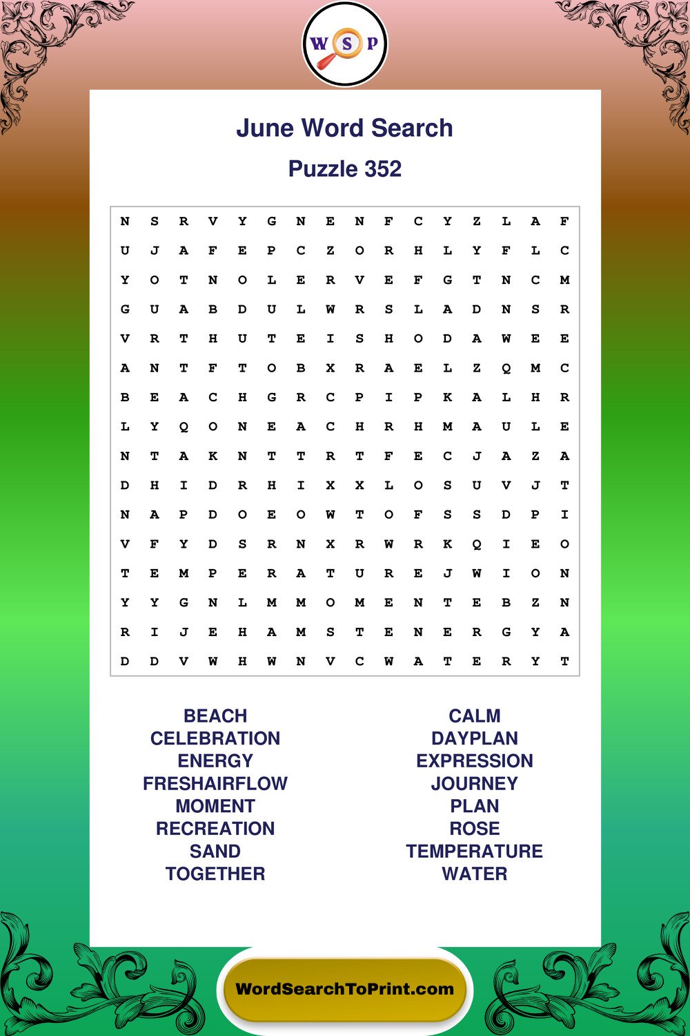 June Word Search Puzzle 352