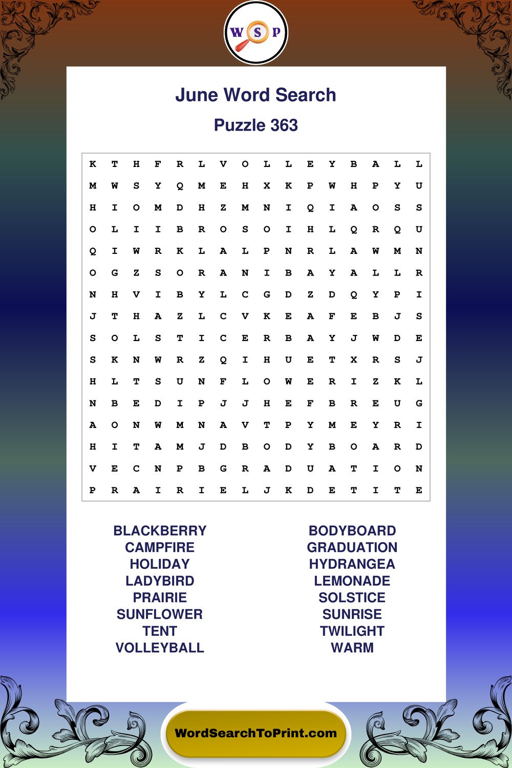 June Word Search Puzzle 363