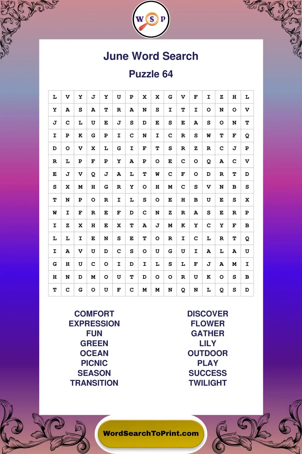June Word Search Puzzle 64