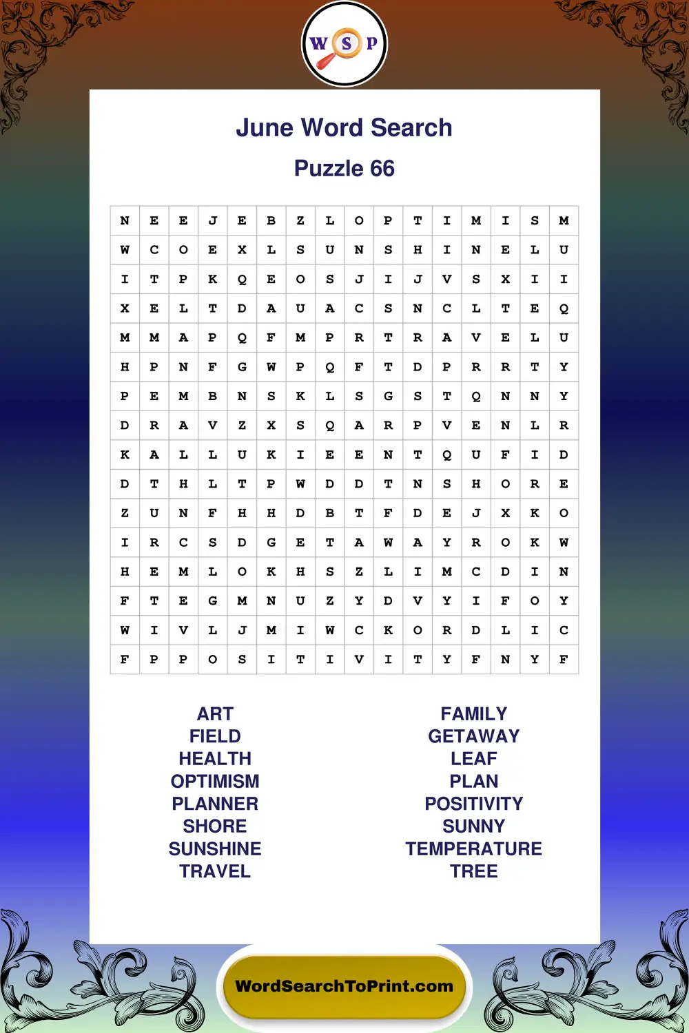 June Word Search Puzzle 66