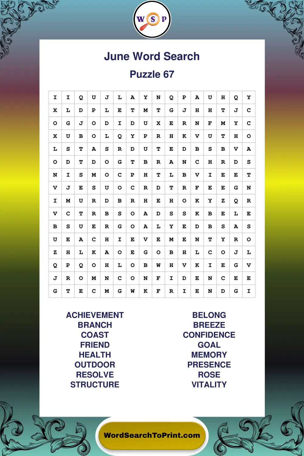 June Word Search Puzzle 67