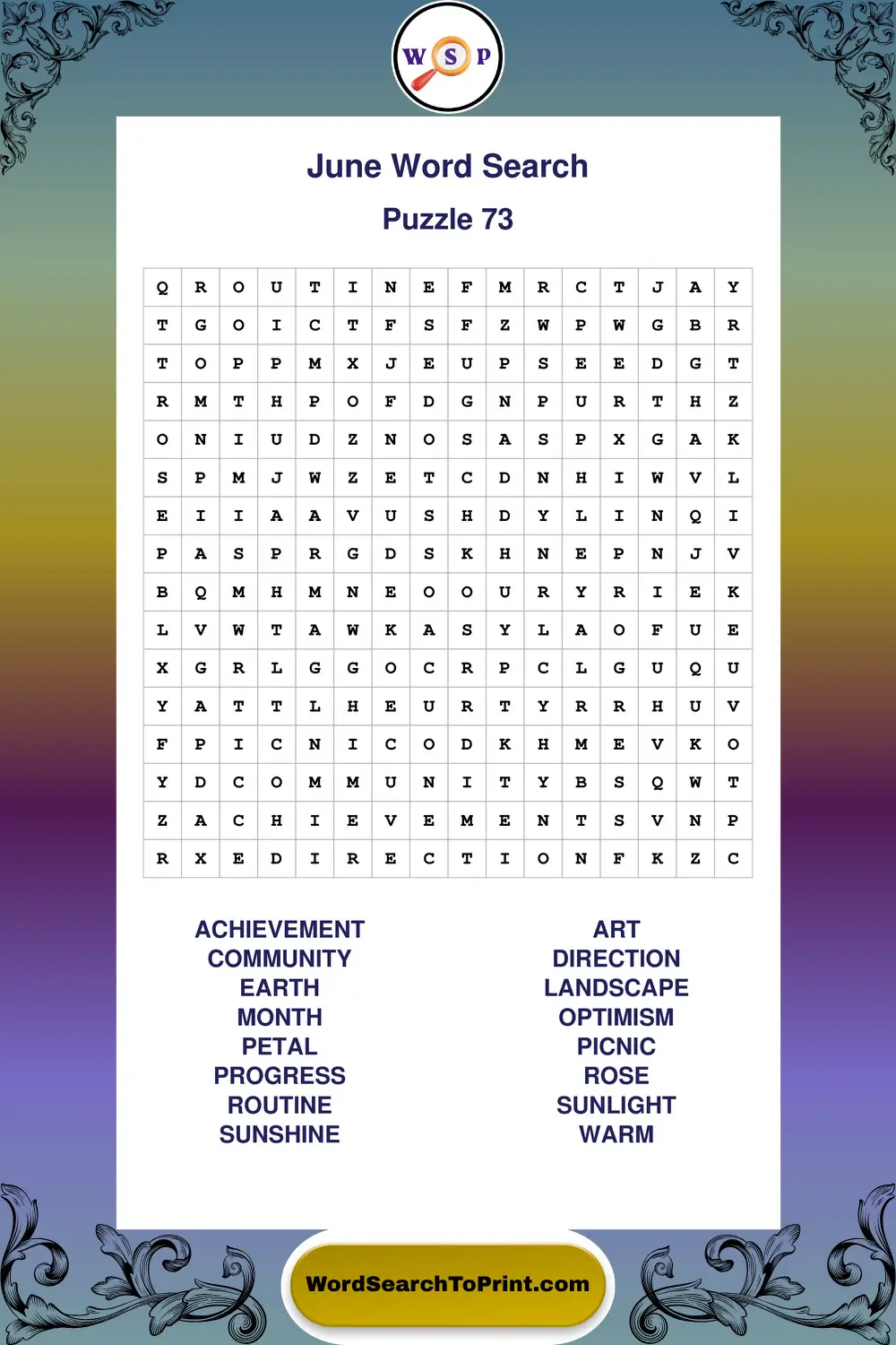 June Word Search Puzzle 73