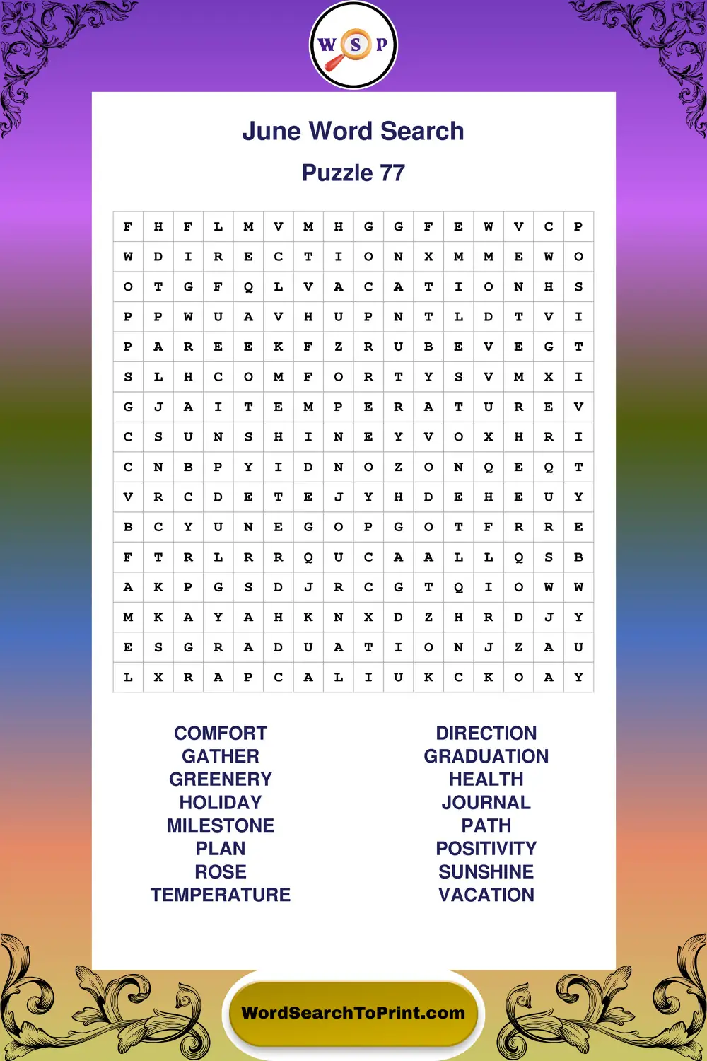 June Word Search Puzzle 77